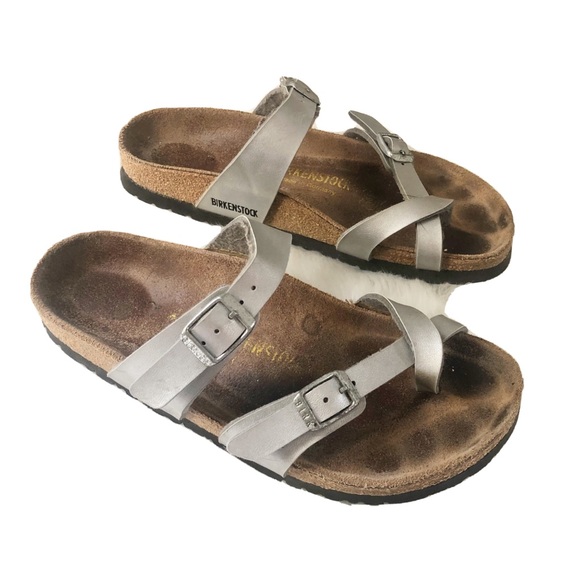 Birkenstock Shoes - Birkenstock Mayari Silver Sandas Sz 37 Sz 6-6.5